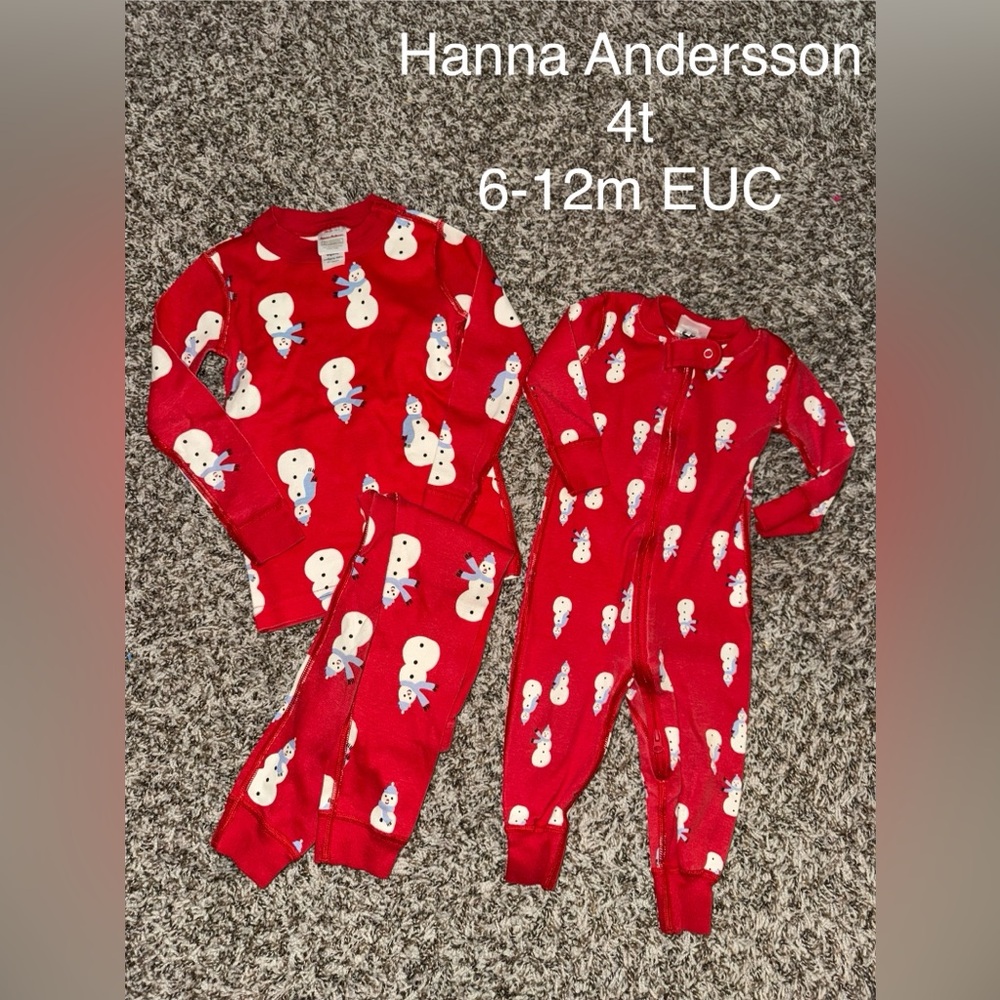 Hanna Andersson Red Snowman Kids Pajamas